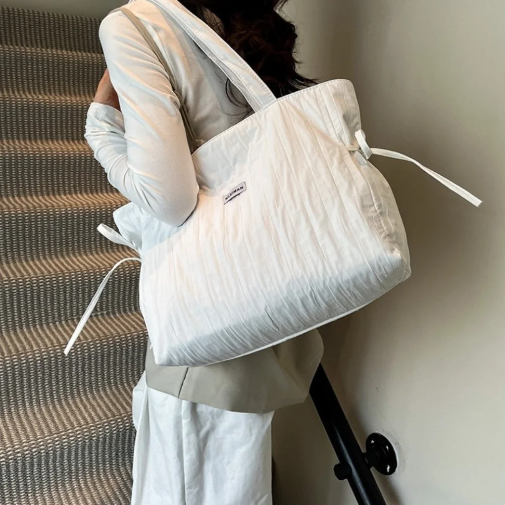 

Trendy Solid Color Women's Wrinkle Totes Bag Casual High Capacity Single Shoulder Bag Leightweight Zipper Underarm Bag Handbag