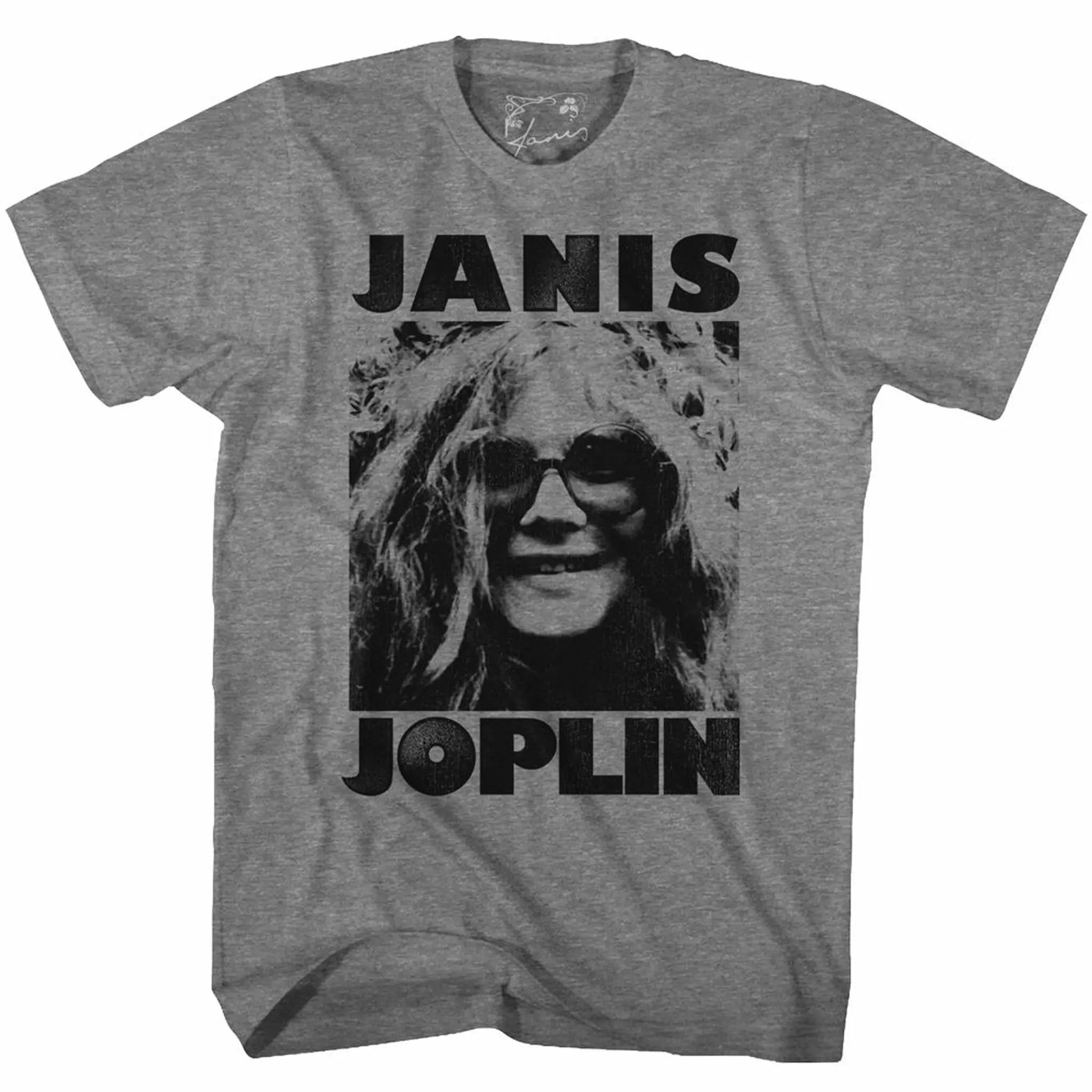 Janis Joplin Graphite Heather Adult T Shirt