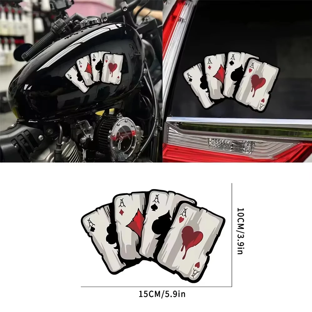 Calcomanías con diseño de espadas de póker para motocicleta, tanque de combustible para Motocross, Cafe Racer, carrocería, ventanas de coche, decoración divertida, pegatinas de naipes