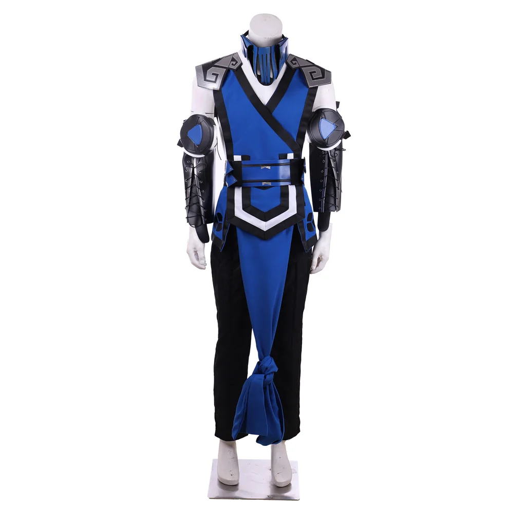 Game Mortal Kombat 11 Sub Zero Cosplay Costume Mens Combat Uniform with Mask Blue Outfit Halloween Carnival Party Full Suit