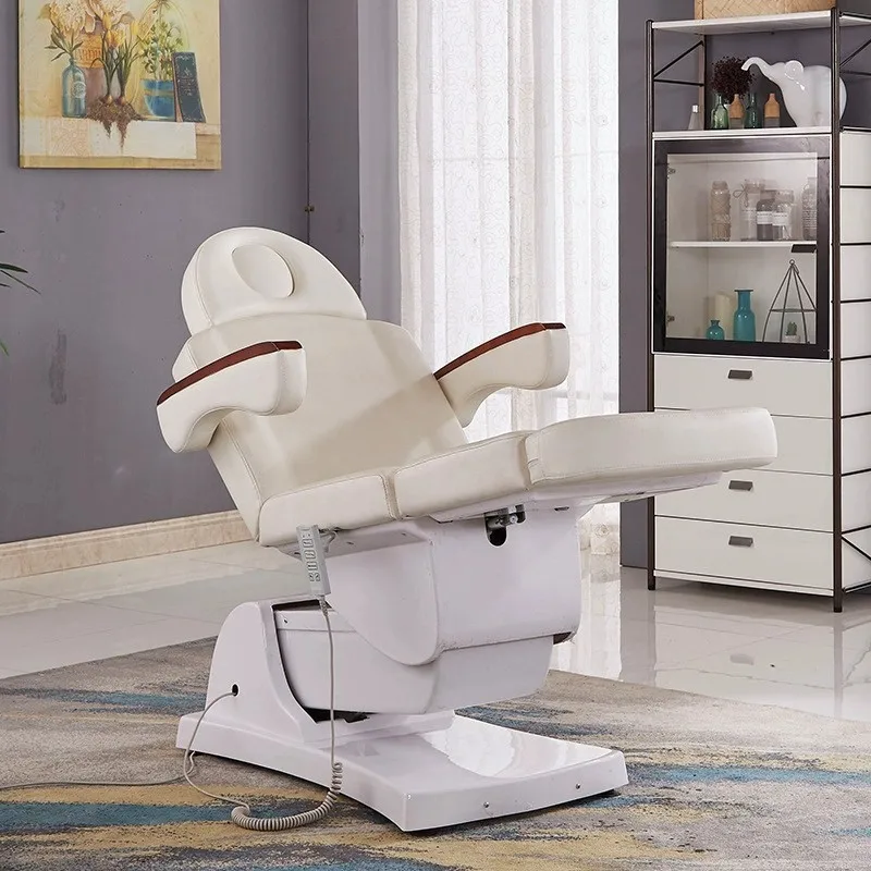 Electric Beauty Bed with Wooden Armrest, Beauty Salon Bed, Dental Bed, Body Massage & Eyebrow Tattoo Bed