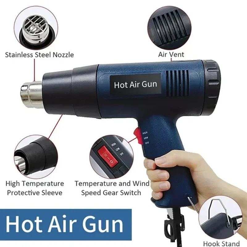 2000W Hot Air Gun Air Dryer For Soldering Thermal Blower Soldering Station Shrink Wrapping Tools Industrial Hair Dryer Heat Gun