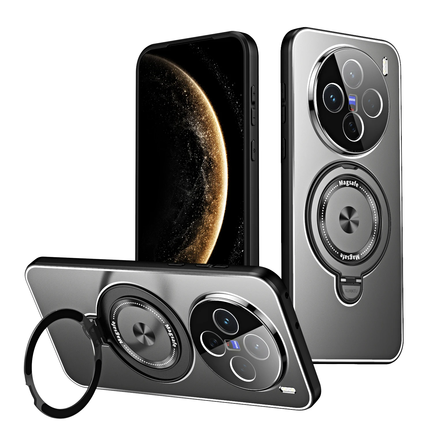 

Wireless Charging Magnetic Kickstand Case For Vivo X200 X100S Pro X100 Ultra, Matte Glass Camera Protection Phone Cover Funda