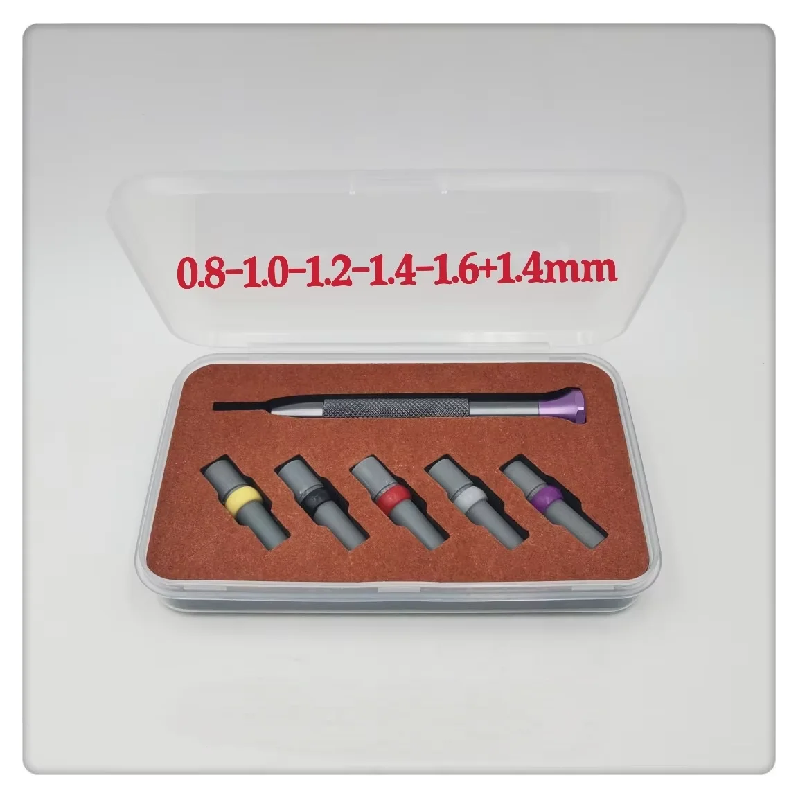 Watch Screwdriver Set High Hardness Thick Handle High Speed Steel Watch Repair Tool with 5 Screw Bits 0.8mm-1.6mm +1.4mm