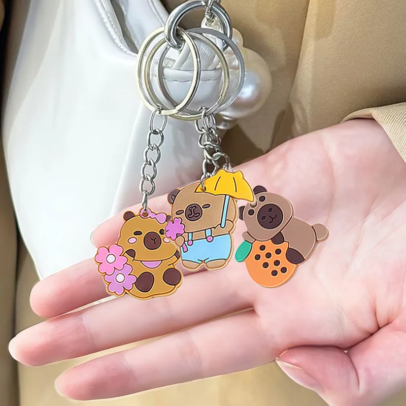 10-200 Stück Niedliche Cartoon-Capybara-Schlüsselanhänger, Geburtstags-Geschenke, Zufällige Tier-Schlüsselanhänger für Taschen und Autos, Großpackung Schlüsselanhänger für Kinder (42 Arten) – Detail 5