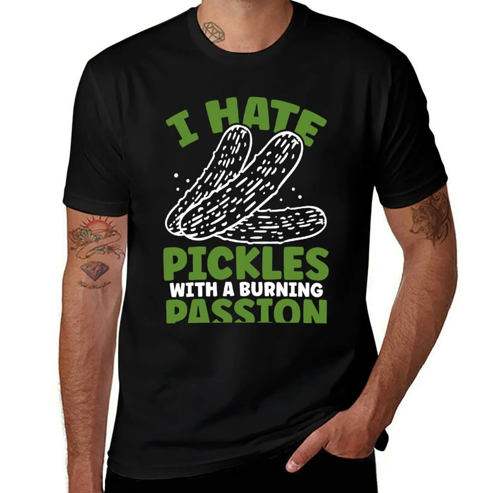 I hate Pickles with a burning passion pickle lover T-Shirt Casual Everyday Short Sleeve T-Shirt
