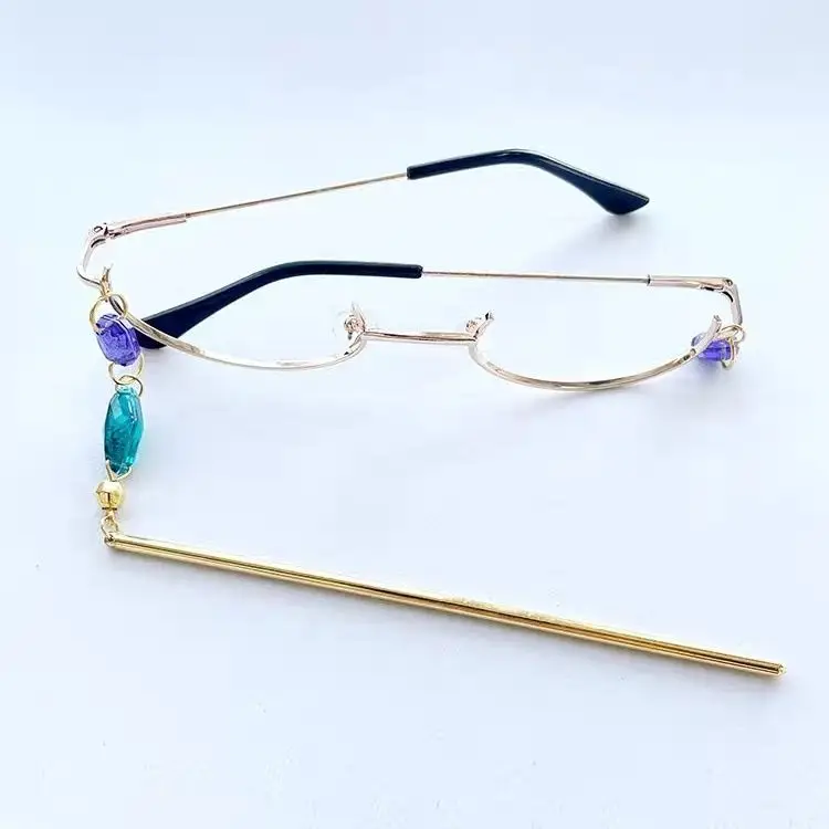 Anime Game Genshin Baizhu Cosplay Glasses No Lens Half Frame Coser Glasses accessory for costume