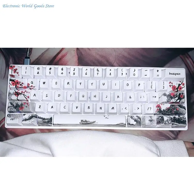 

A3PD PBT Five Sides Dye-subbed 71 Keycaps with Unique Chinese Plum Blossom Theme DIY for Japanese/Korean/Russian to Choose