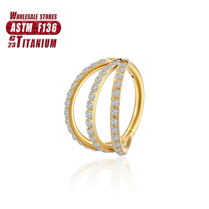 Women's Titanium ZC Nose Rings & Hinged Segment Earrings, Versatile