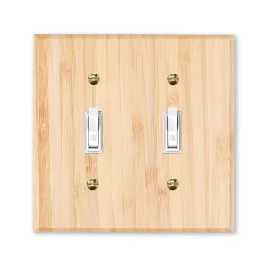 Bamboo Solid Wood Double Gang Light Switch Plate