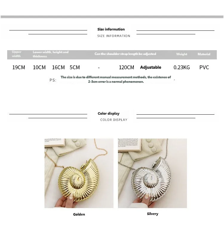 Einfache Conch Abendessen Tasche frauen Schulter Messenger Umhängetasche Spaß Persönlichkeit Metall Kette Kupplung Acryl Shell Telefon Taschen Heißer – Detail 22