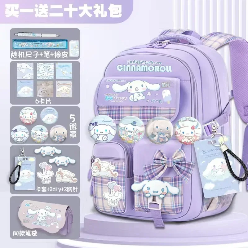 Cinnamoroll  Schoolbag Sanrio Cartoon Kuromi Bag Burden Reduction Lightweight High Capacity Children Backpack School Supplies