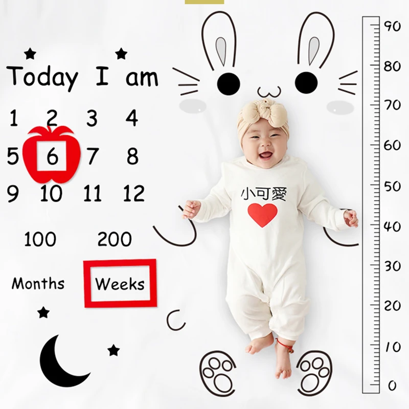 Infant Photography Background Blankets Cute Newborn Baby Milestone Photography Props Decoration Receiving Calendar Mat Cloth