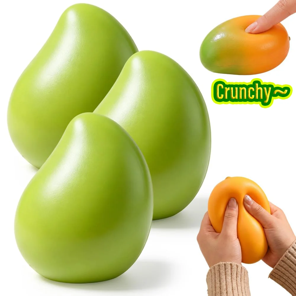Crunchy Mango Squishy Toy Stress Ball Fidget Squeeze Toys Soft ASMR Anti Stress Release Relax Birthday Christmas Party Gifts