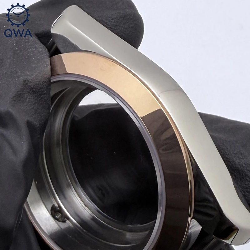 QWA 316L Stainless Steel 36mm/39mm Semicircular Datejust RoseGold Sapphire Magnifying Glass Watch Case Fit NH35/NH36 Movement