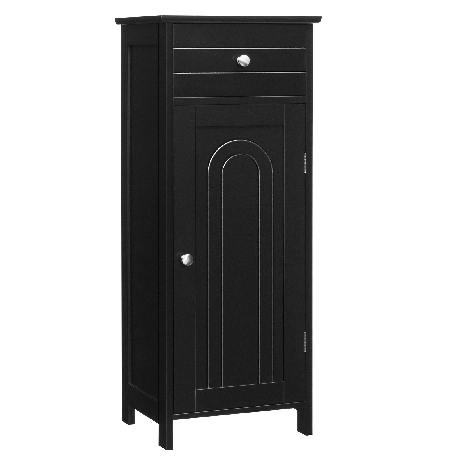 

Bathroom Floor Cabinet Storage Organizer Free-Standing w/ Drawer Black