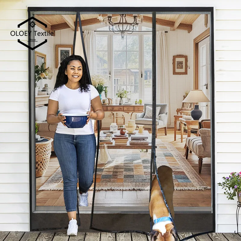 

Black Magnetic Door Screen Mosquito Net Customized Size Invisible Mesh Summer Insect Proof Net Automatic Closing Door Curtain