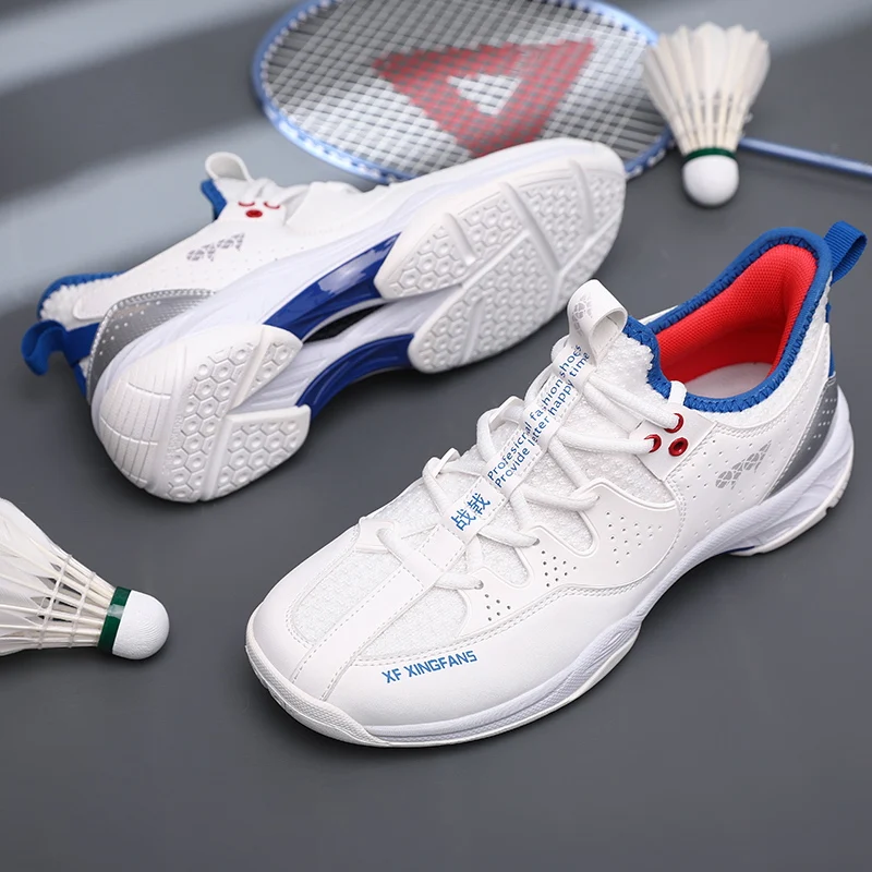 Men Tennis Shoes Leather Professional Men Badminton Shoes Lightweight Volleyball Shoes Sport Shoe Anti-Slip Training Sneakers