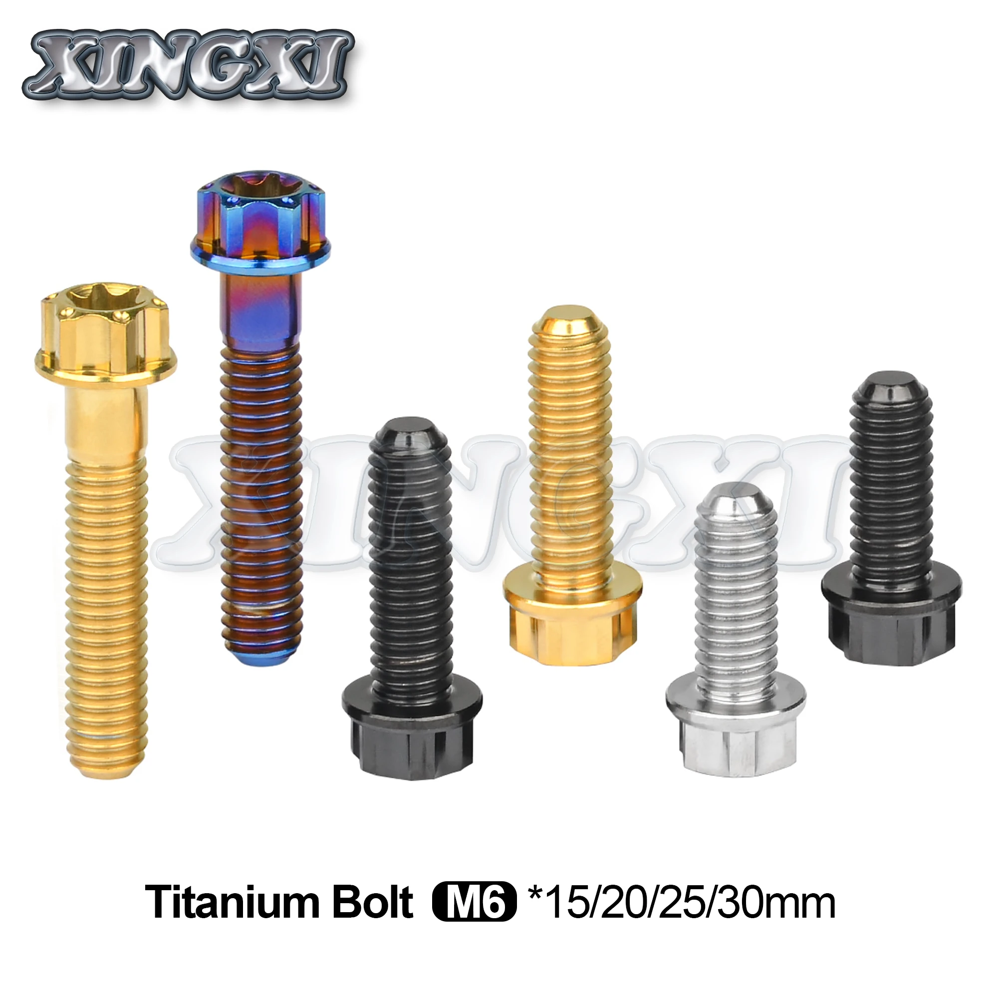 Xingxi Titanium Bolt Torx T30 Flange Head M6X15 /20 /25/ 30mm for Motorcycle Disc Brake Screw