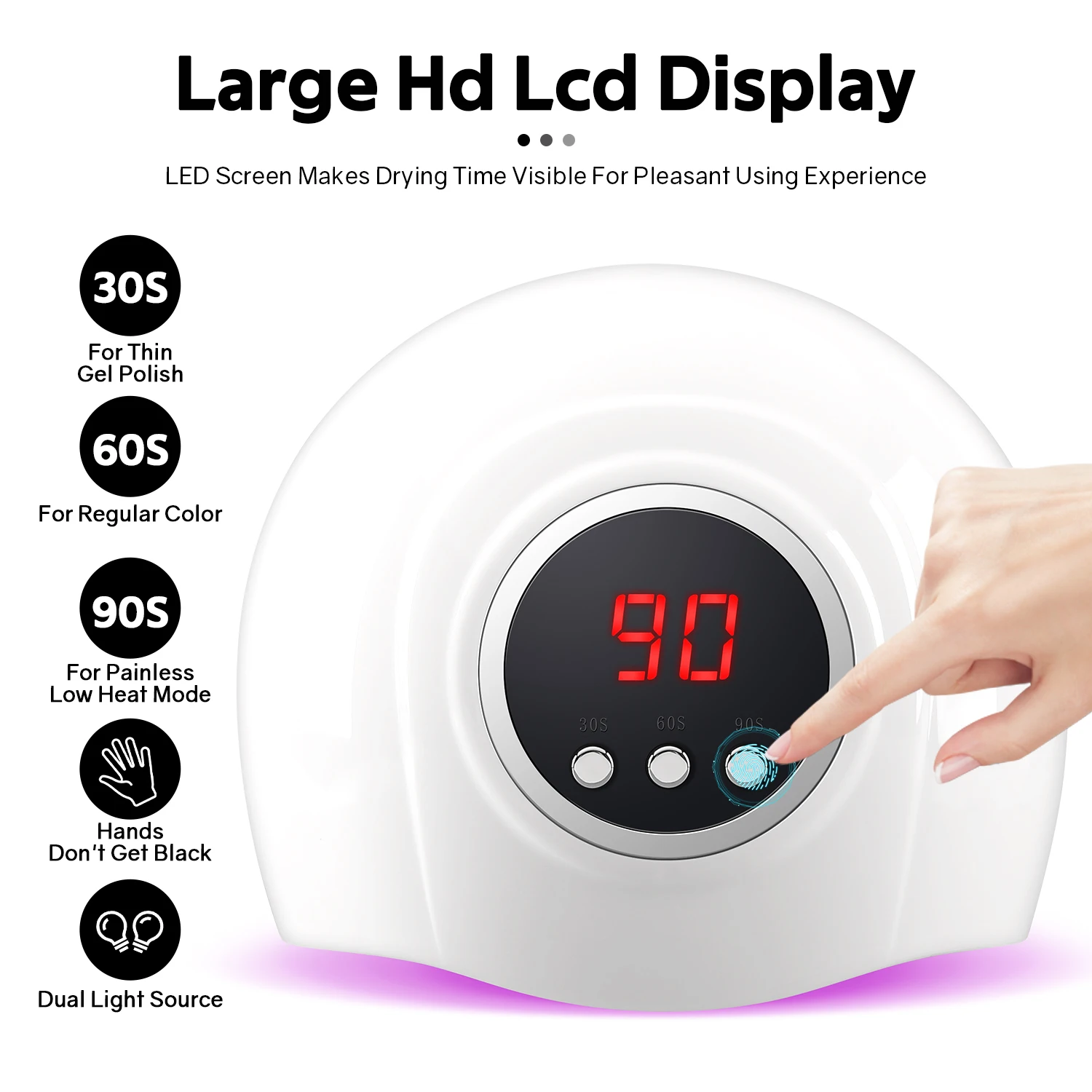 72W UV LED Nail Lamp 24LEDS Nail Drying Lamp For Curing All Gel Nail Polish With 3 Timer Setting Professional Manicure Tools