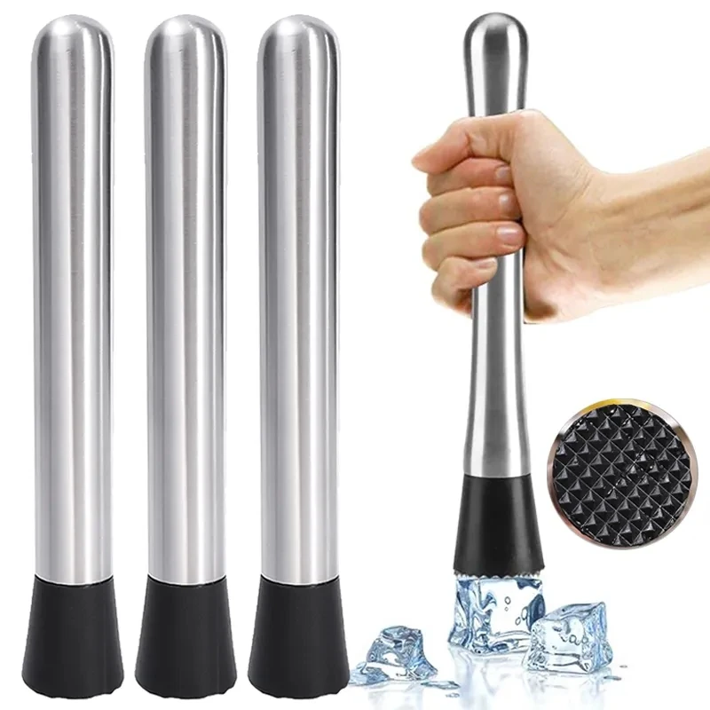 Stainless Steel Ice Hammer Multifunctional Cocktail Swizzle Stick Popsicle Stick Fruit Lemon Muddle Pestle for Bar Tools