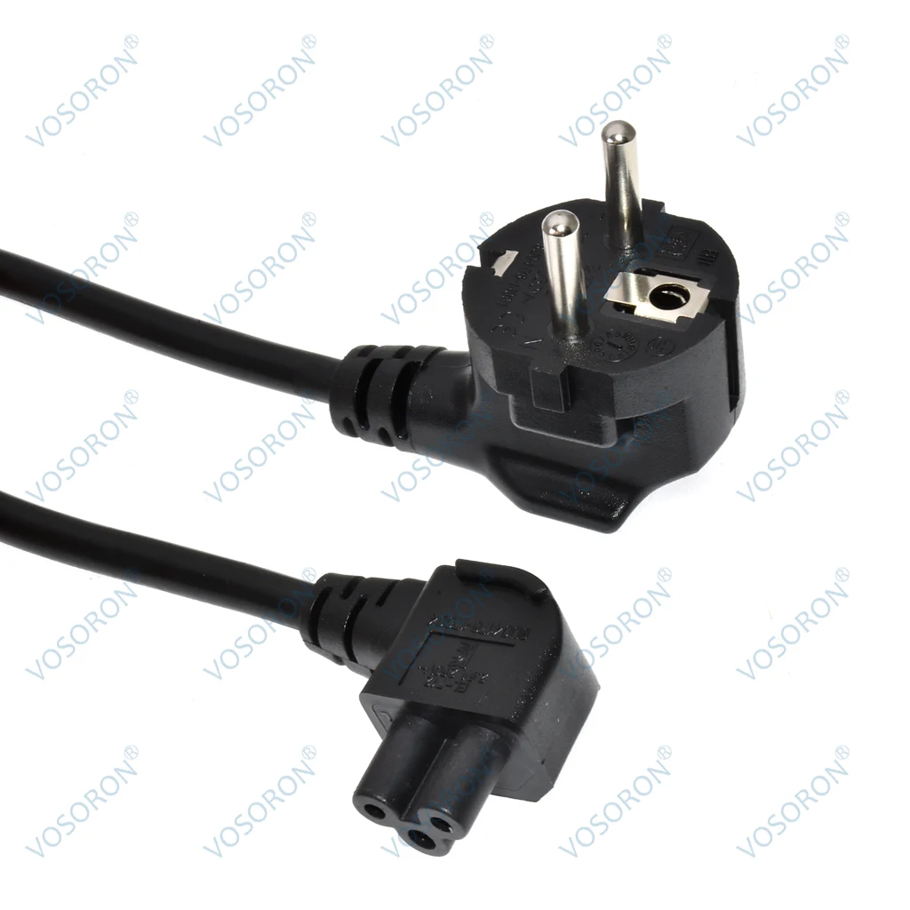 EU 2 Pin Plug to IEC C5 Female 90 Degree/Angle Adapter Lead Power Cable Lead Cord PC Monitor