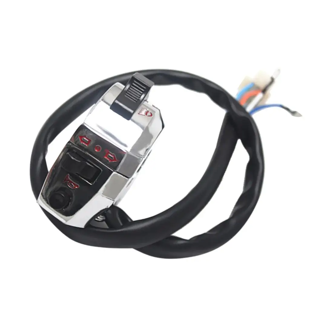 Motorcycle Handlebar Switch Compact Left Controller Aluminum with Turn Signals Horn Hi Low Beam for 7 8 Inch Dual Sport Use