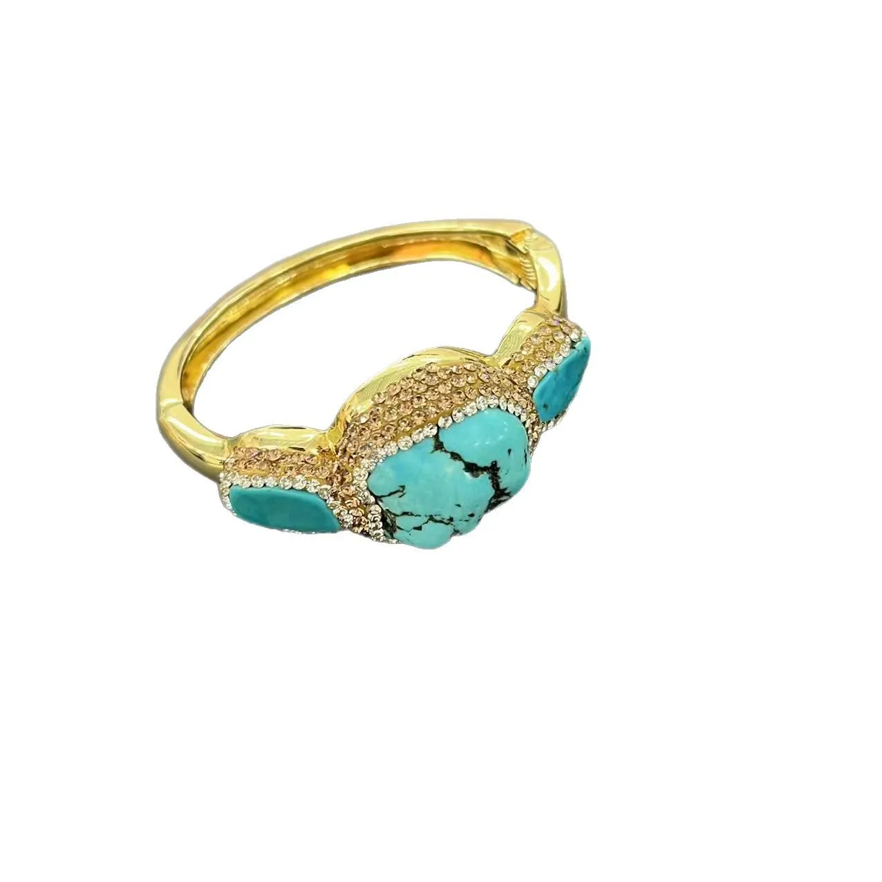 turquoise four-piece French vintage popular cross-border Internet celebrity product pendant necklace earring ring bracelet