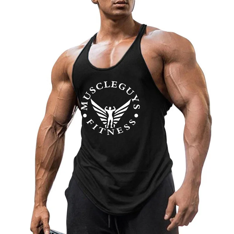 Men's Cotton Gym Stringer Tank Tops Y Back Bodybuilding Workout Vests Summer Muscleguys Sleeveless Shirt Fitness Sportswear