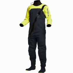 Men's kayak drysuit, 3-layer waterproof fabric, latex cuffs, splash collar, flat water paddling, one-piece, winter and sprin