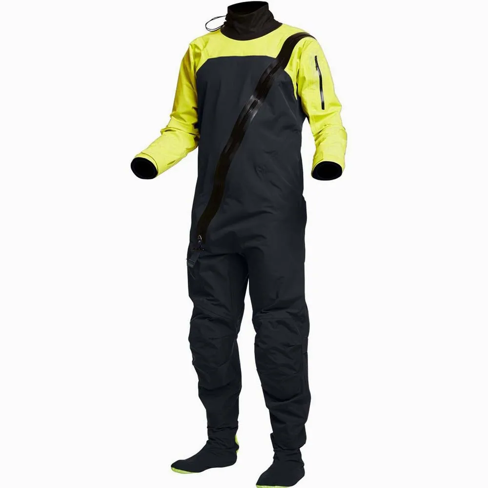 Men's kayak drysuit, 3-layer waterproof fabric, latex cuffs, splash collar, flat water paddling, one-piece, winter and sprin