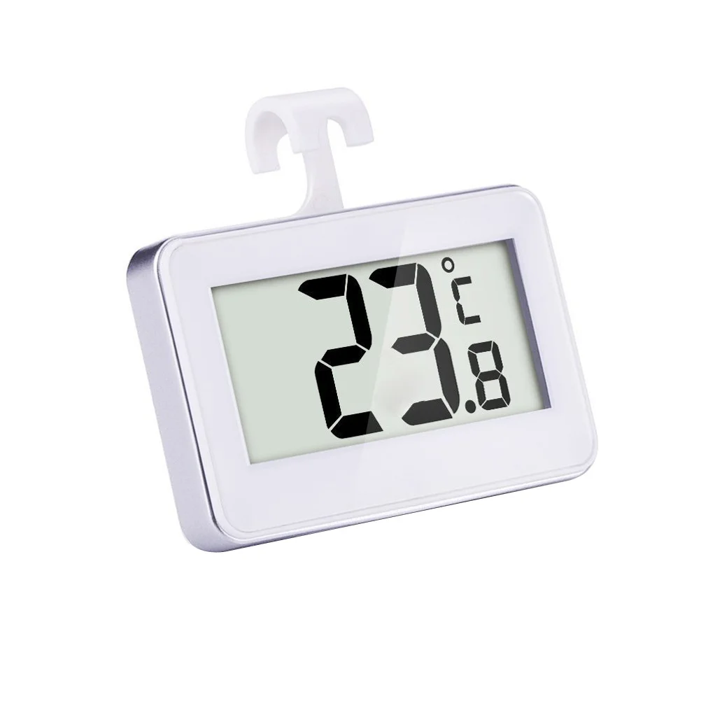 

Digital Refrigerator Thermometer White -20°C To 60°C Magnetic Back Stand Hook For Fridge Freezer Room Use Lcd Temperature