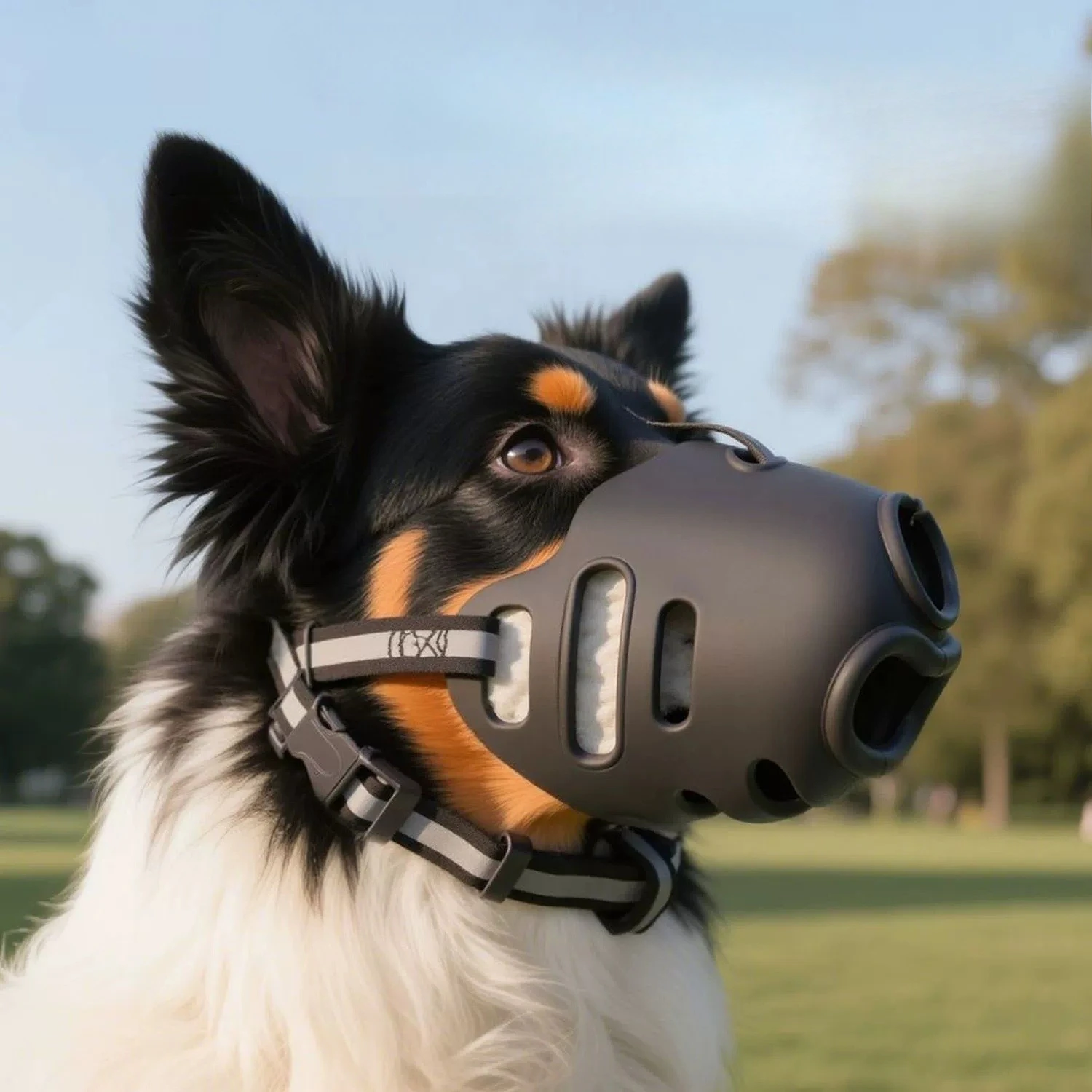 Reflektierender Hunde-Maulschutz, bequem, atmungsaktiv, Korbmaulkorb gegen Beißen und Bellen, Hundemaske, Anti-Bell-Maulkorb für Haustiere