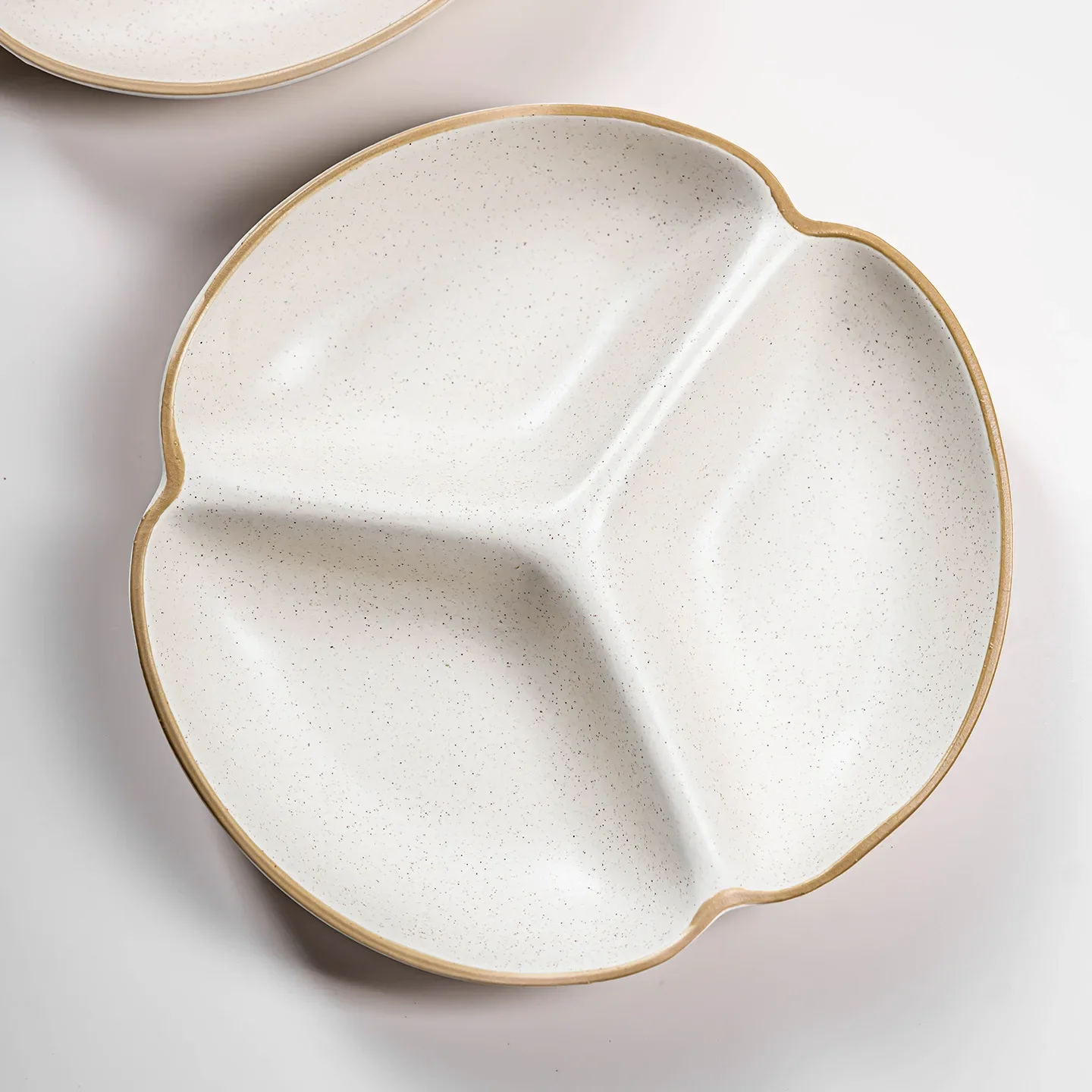 Practical 3 Compartment Ceramic Divided Plate Portion Control Diet Dish Food Prep Tray Baby Breakfast Serving Tableware