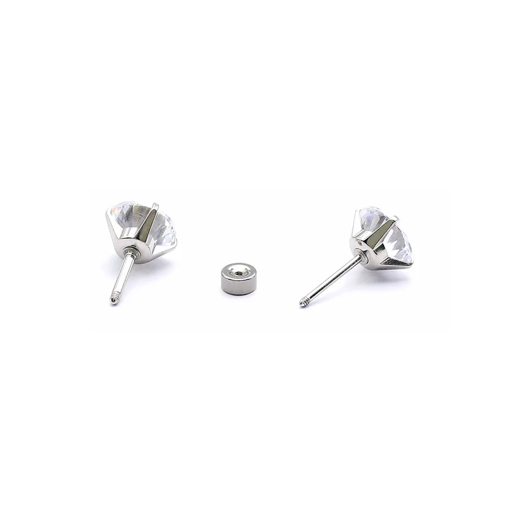 0.8/1.2*6mm Stud Earrings 316l Stianless Steel 4mm Small Round Cake AAA Round Zircon Needle Brief Jewelry For Choose No Allergy