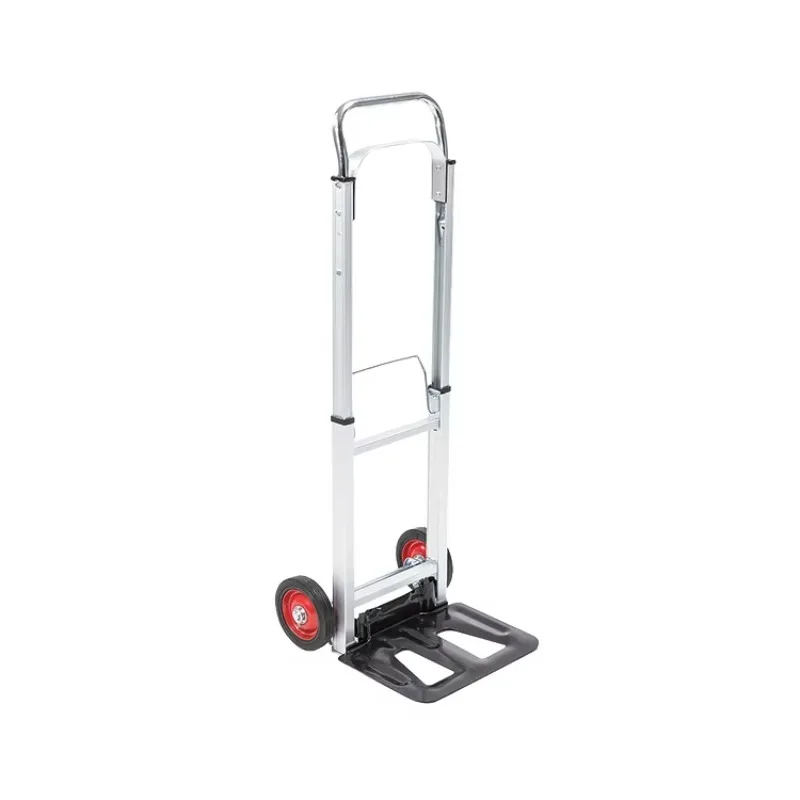 Portable Folding Aluminum Two Wheeled Hand Trolley For Garden Tools Conveyance Warehouse Small Goods Moving Outdoor Supplies Use