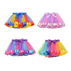 3M-8T Mini Pettiskirt Party Dance 2024 Tutu Skirt Baby Girl Skirts Princess Rainbow Tulle Skirts Girls Clothes Children Clothing