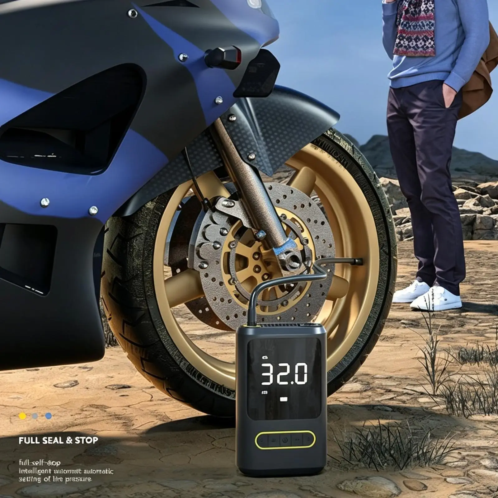 Portable Tire Inflator Compact Rapid Handheld Multipurpose Tire Pump Air Compressor Fast Inflation for Bike Car Tires Balls
