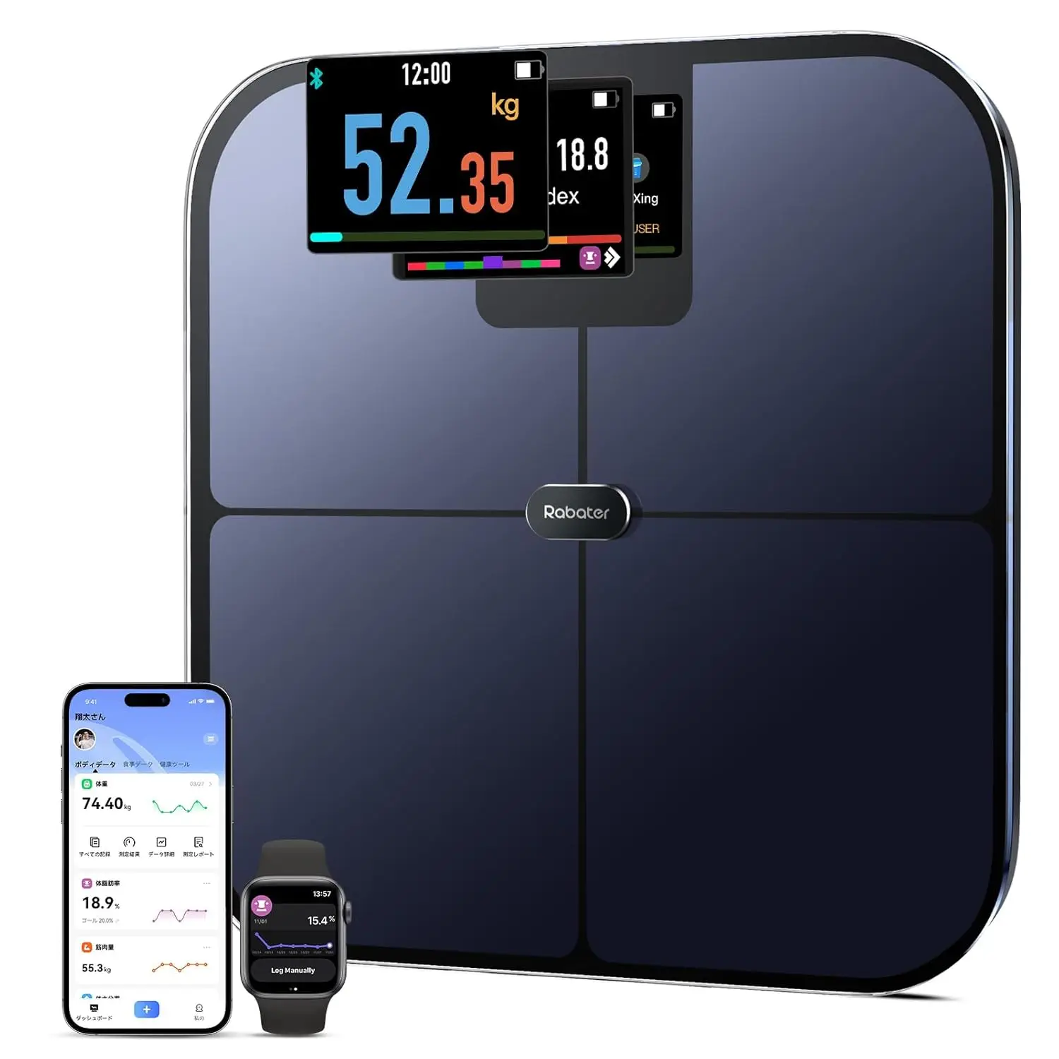 

Smart Scale with Large Color Display, Tracks Body Weight BMI Muscle Mass Heart Rate, 25 Metrics, 400 lbs Capacity