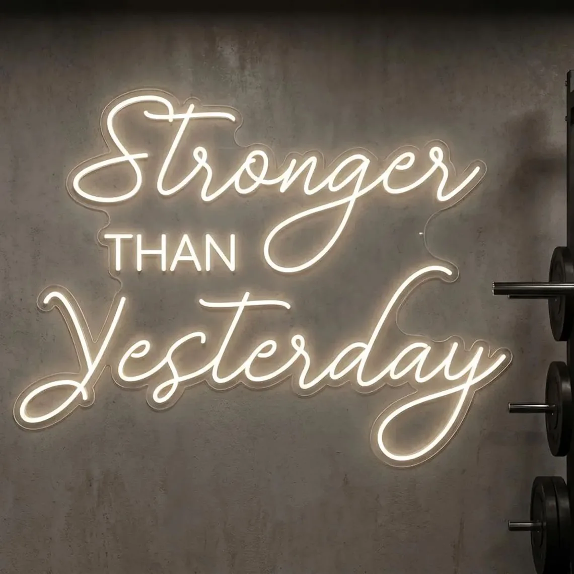 Stronger than Yesterday Neon Sign,Motivational Gym Sign,Custom Yoga,Pilates,Body Builder,Workout,Home Gym Decor,Gym Lover Gift