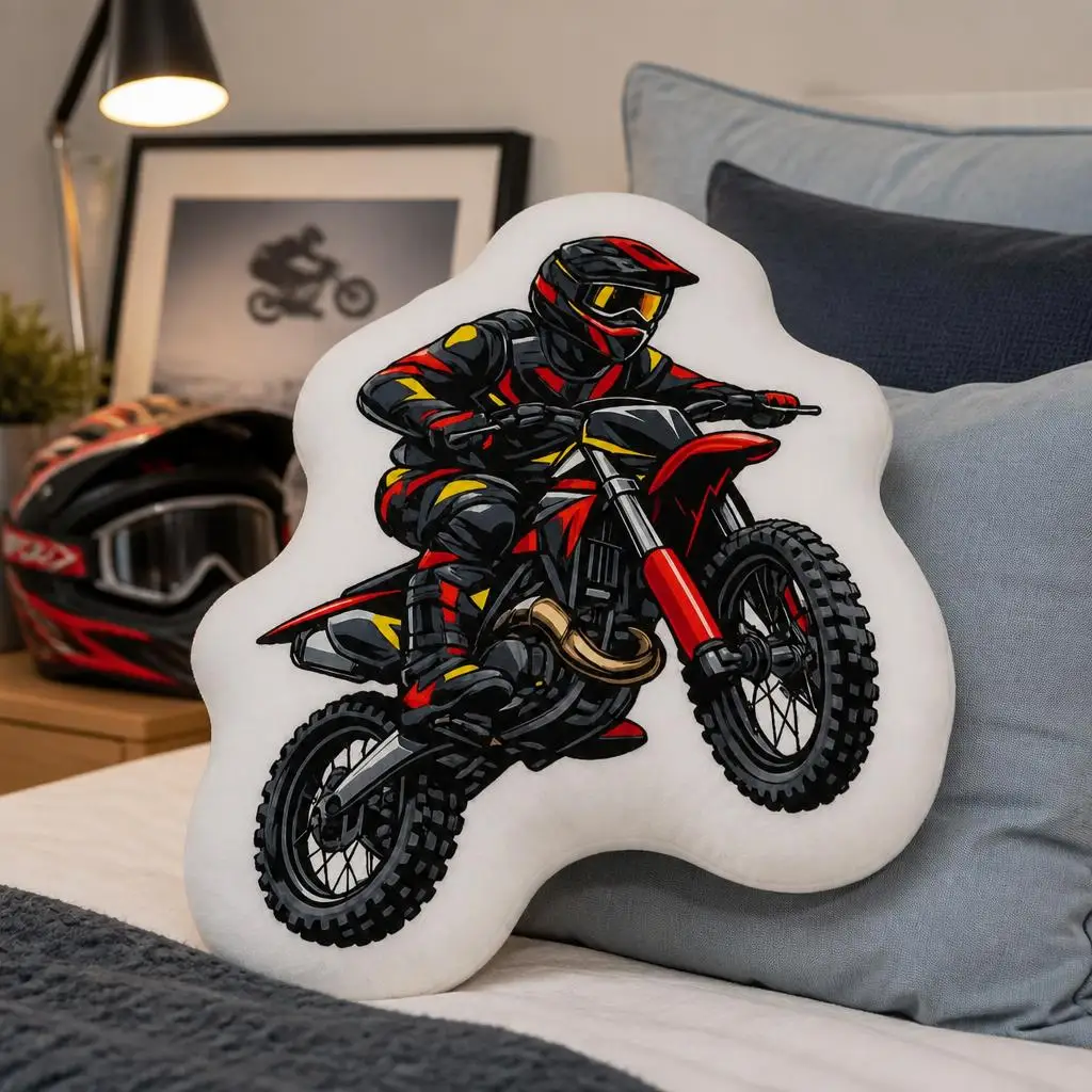 Motocross Rider Dirt Bike Extreme Sports Racing Plush Pillow Cushion Funny Stuffed Throw Pillow Home Decor Gift Sofa Bed