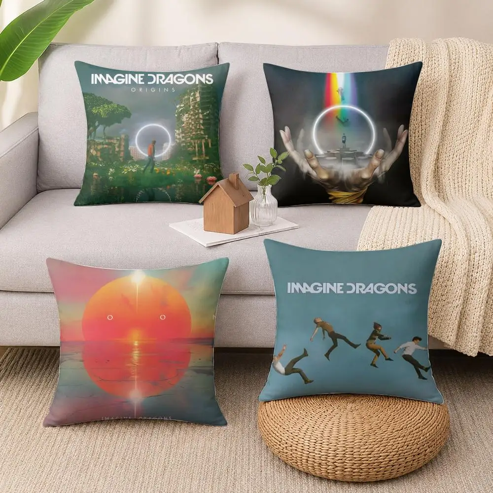 Band I-Imagine Dragons Loom Cushion Cover Wrinkle-Resistant Short Plush Cushion Covers Breathable Machine-Washable