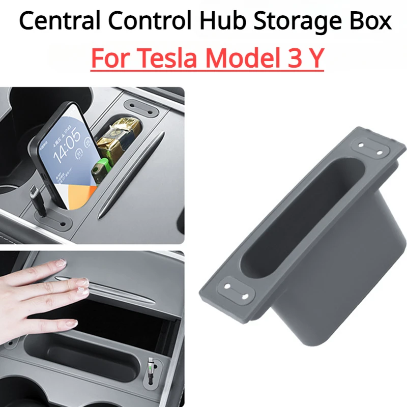 

Central Control Hub Storage Box for Tesla Model 3 Y Center Console Data Cable Mobile Phone Storage Box Car Interior Accessories