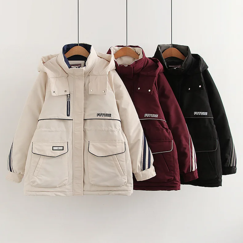 

[Готовый запас] Высококачественная женская зимняя толстая теплая хлопковая куртка, женские парки с талией, хлопковые короткие куртки с перьями