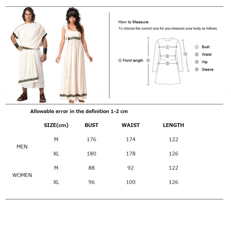 Ancient Greek Mythology Olympus Zeus Hera Fancy Dress Toga God Goddess Cosplay Costume*.1