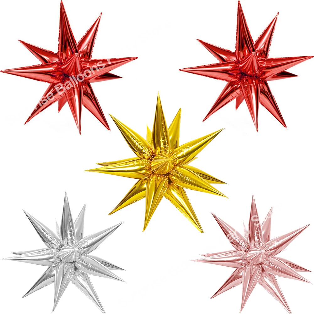 5pcs Christmas Siamese Explosion Star Foil Balloons Party Decoration Cone Ballon 1st Birthday Home Xmas Decor Wedding Air Globos