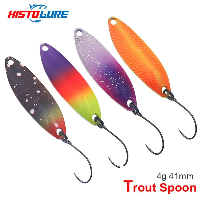 HISTOLURE  Copper Fishing Spoon Bait 4g 41mm Metal Lure With Single Hook Hard Bait Lures Spinner For Trout Perch Chub Salmo