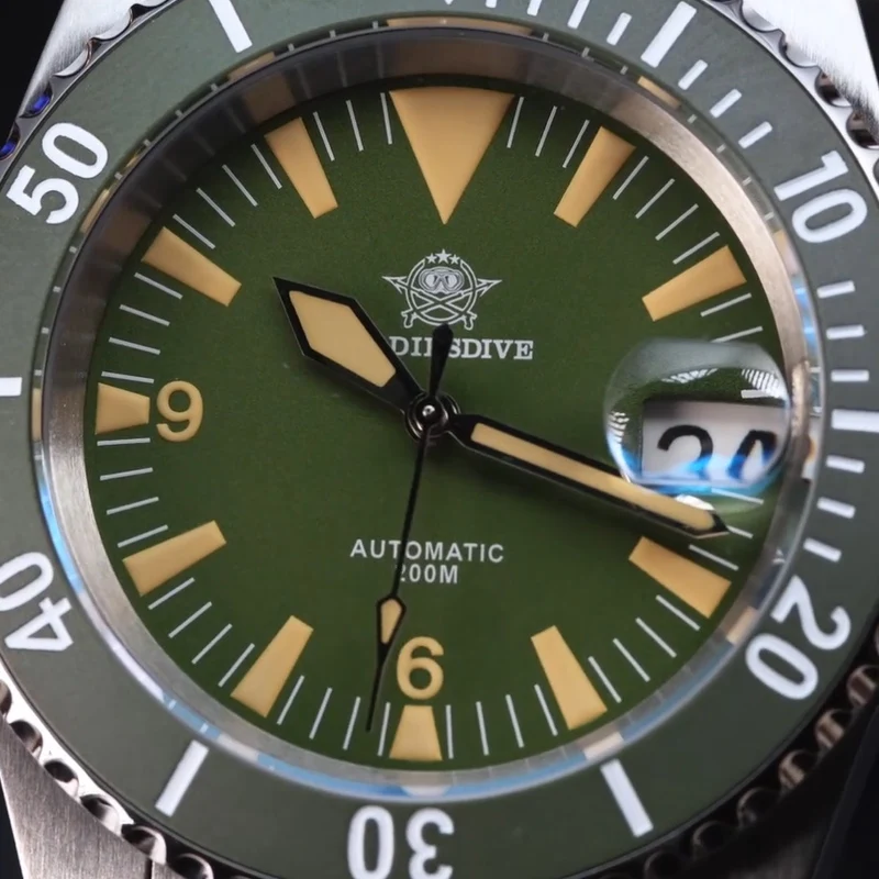 ADDIESDIVE  Automatic Mechanical Watch 316L Stainless Steel Ceramic Bezel Sapphire Crystal 20Bar Diver C3 Luminous Watch For Men