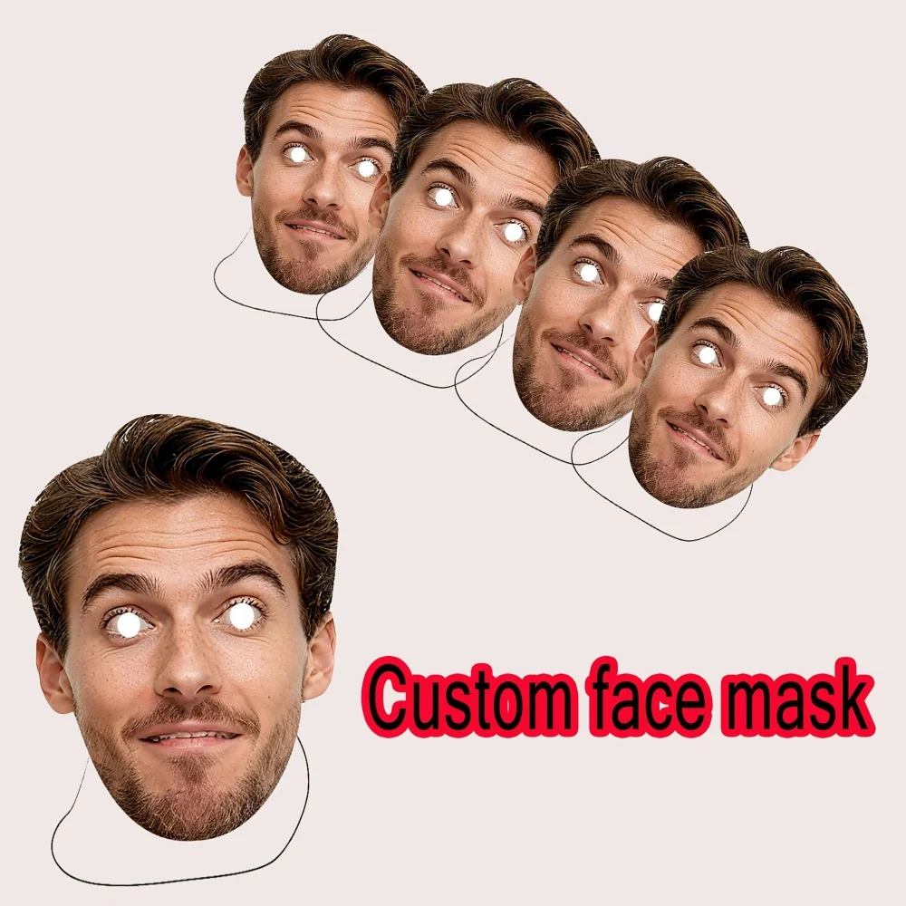 Custom Photo Face Cutout Masks with Strings Personalized Funny Face Mask Wedding Birthday Carnival Party Photo Booth Props