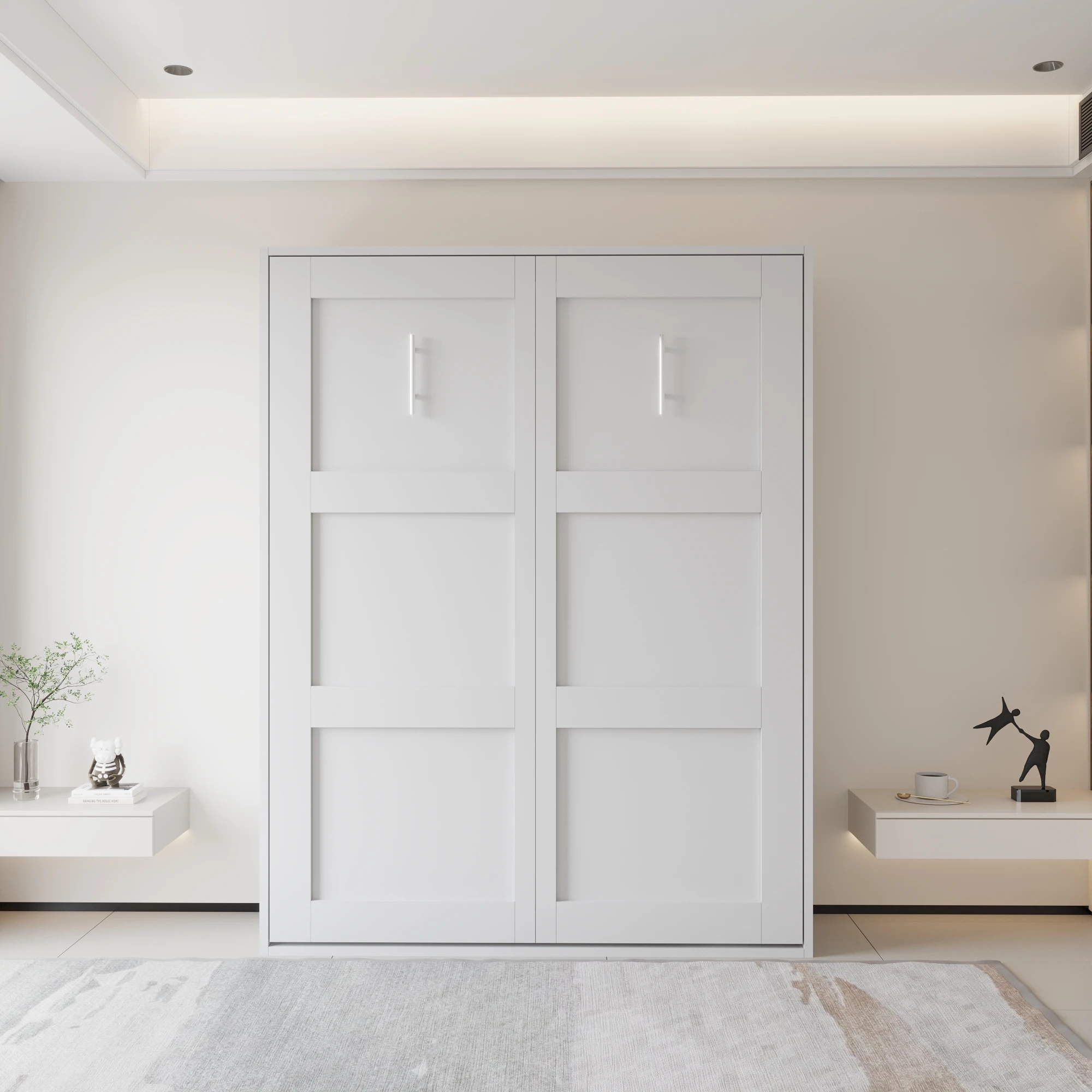 إطار سرير منخفض من ميرفي كوين داي قابل للتعديل، سرير مزدوج مع مجموعات غرف نوم للتخزين